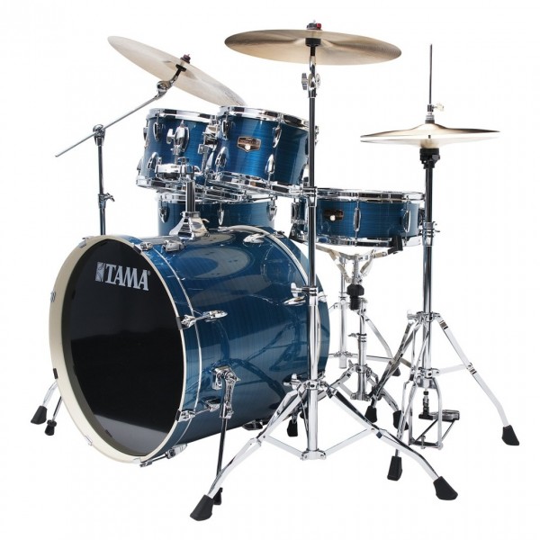 Tama Imperialstar 22'' 5pc Drum Kit w/Cymbals, Hairline Blue - Angle