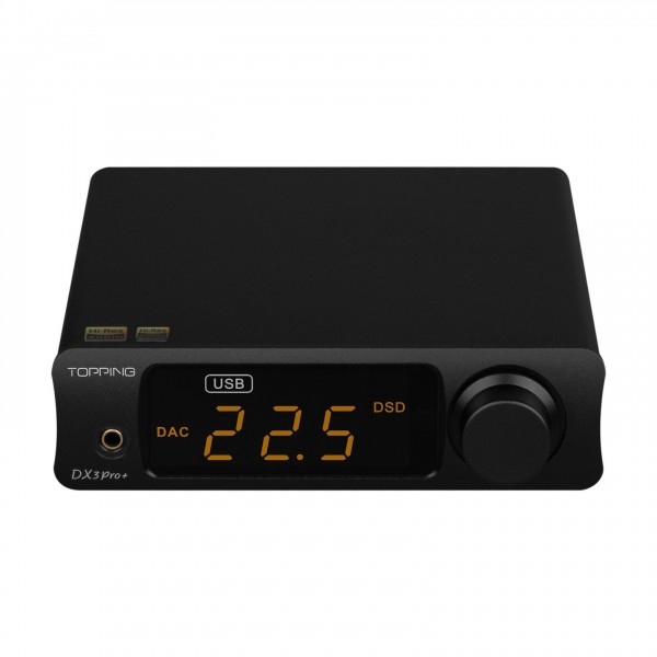Topping DX3 Pro+ DAC and Headphone Amplifier, Black with two gain settings