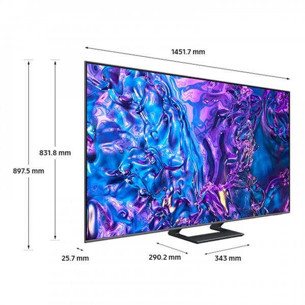 Samsung 2024 Q70D 65-inch QLED 4K HDR Smart TV Dimensions View