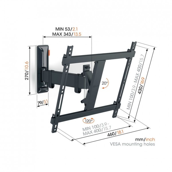 Vogels TVM 3425 TV (32-65") Single Arm Wall Bracket