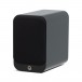 Q Acoustics 3020c Bookshelf Speaker, Black - Angled with magnetic grille attached