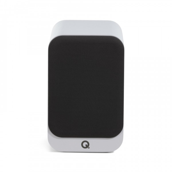 Q Acoustics 3020c Bookshelf Speaker, Satin White - With grille attached