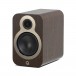 Q Acoustics 3020c Bookshelf Speaker, Claro Walnut - Angled