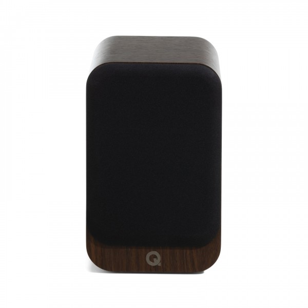 Q Acoustics 3020c Bookshelf Speaker, Claro Walnut - With grille attached