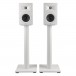 JBL Stage Floor Stands (Pair), White - with Stage 250B Bookshelf Speakers mounted on top