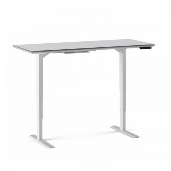 BDI Centro 6451-2 Lift Standing Desk Smooth Satin White / Grey Glass