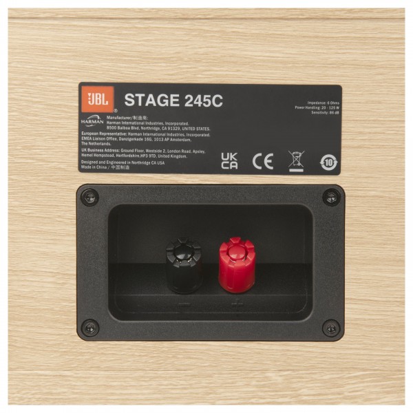 JBL Stage 245C Centre Speaker, White - Detail image of cable terminals
