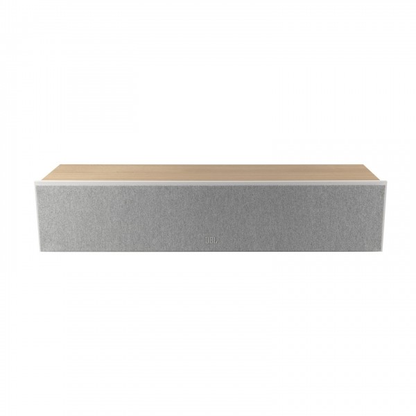 JBL Stage 245C Centre Speaker, White - Top angled with grille attached