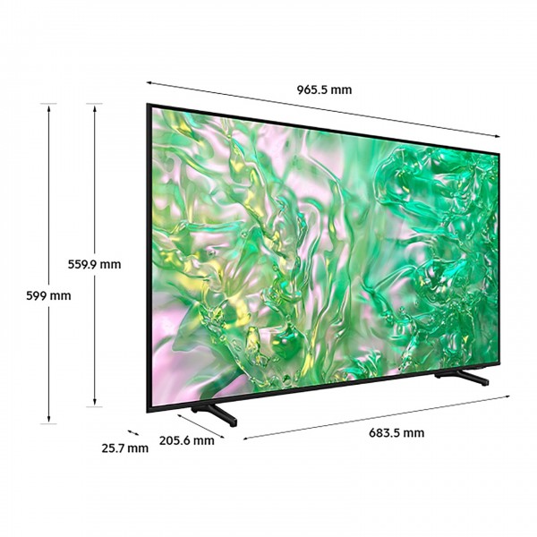 Samsung 2024 DU8000 43" Crystal UHD 4K HDR Smart TV Dimensions Chart