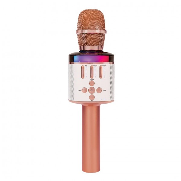 Easy Karaoke Bluetooth Karaoke Microphone, Rose Gold - Front