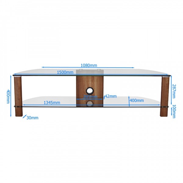 Alphason Century ADCE1500 Glass TV (up to 65-inch) Stand Dimensions View