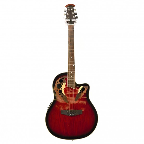 Deluxe Roundback Electro Acoustic Guitar by Gear4music, Red Burst - Secondhand