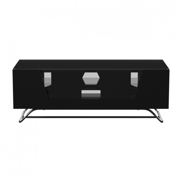 Alphason Chromium 2 1000 TV Cabinet, Gloss Black - Front View