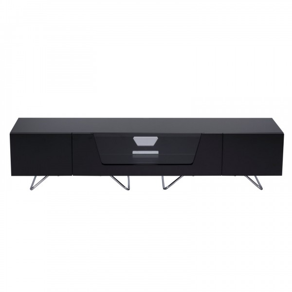 Alphason Chromium 2 1600 TV Cabinet, Black Front View