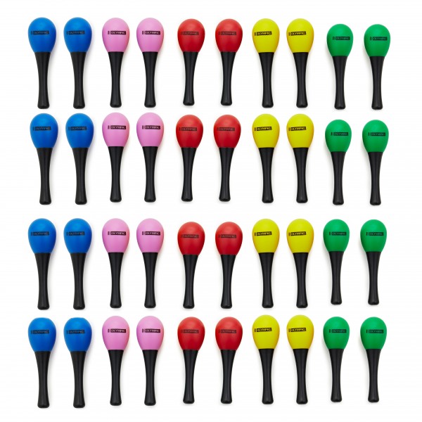 Olympic Mini Plastic Maracas Bucket, 20 Pairs