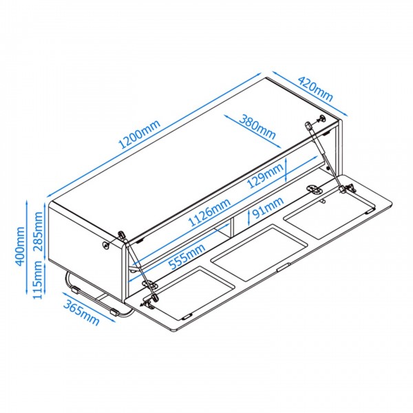Alphason Chromium 2 Concept 1200 TV Cabinet Dimensions View