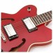 Hofner Verythin Deluxe Electric Guitar, Transparent Red front close up