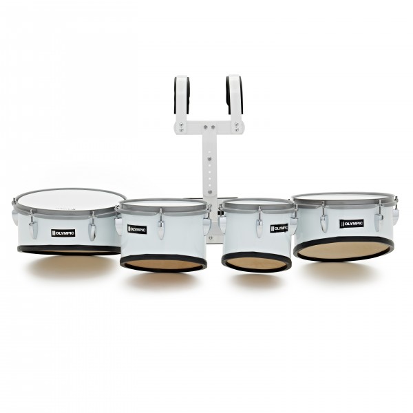 Olympic Marching 8/10/12/13 Drum Corps Multi-Tenor Set, White