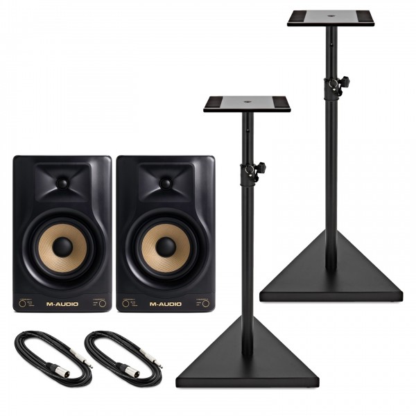 M-Audio Forty Sixty Active Studio Monitor Pair with Stands and Cables - Bundle