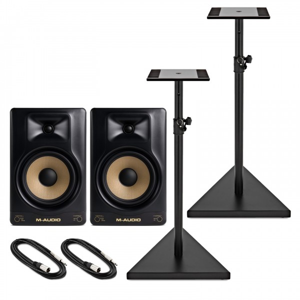 M-Audio Forty Eighty Active Studio Monitor Pair with Stands and Cables - Bundle