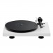 Pro-Ject Debut Evo 2 Turntable, White Gloss Front View (Without Dust Cover)