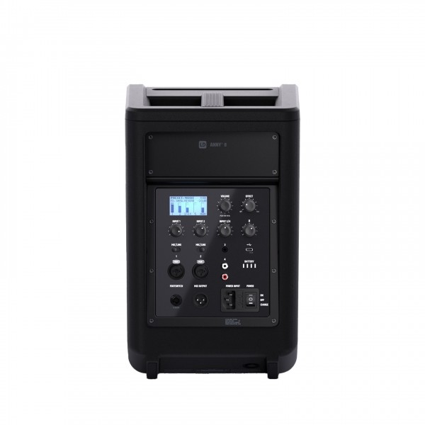 LD Systems ANNY 8" Battery-Powered Bluetooth PA System With Mixer, Black - Back