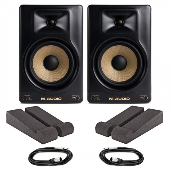 M-Audio Forty Eighty Active Studio Monitor Pair with Iso Pads and Cables - Full Bundle