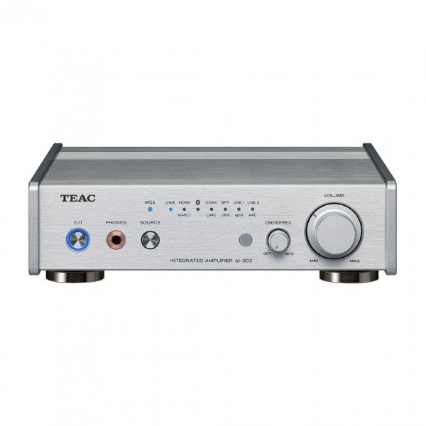 TEAC AI-303 USB DAC Amplifier, Silver - Front