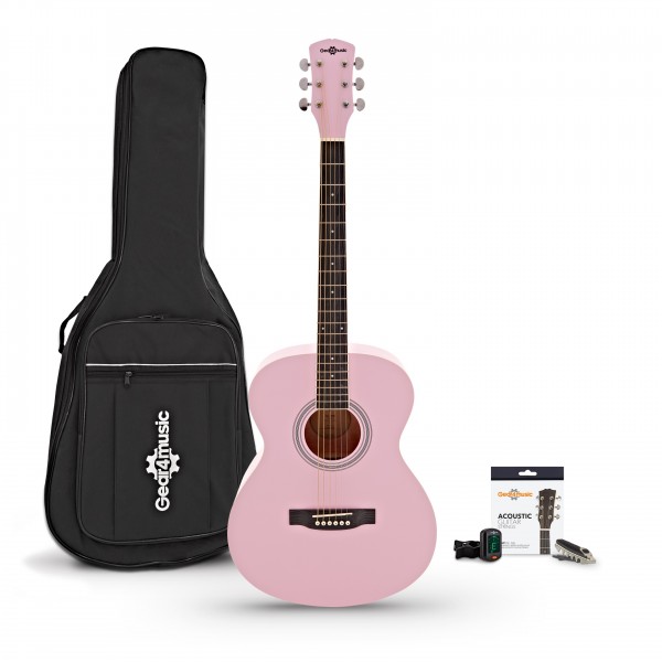 Student Acoustic Guitar & Accessory Pack by Gear4music, Pink