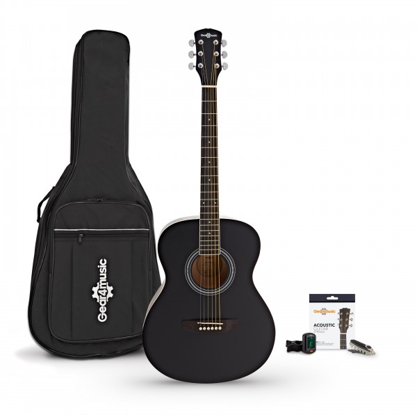 Student Left Handed Acoustic Guitar & Accessory Pack by Gear4music, Black