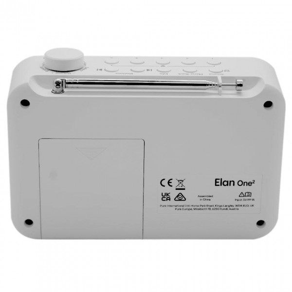 Pure Elan One2 Portable DAB+ Radio with Bluetooth, Cotton White - Back