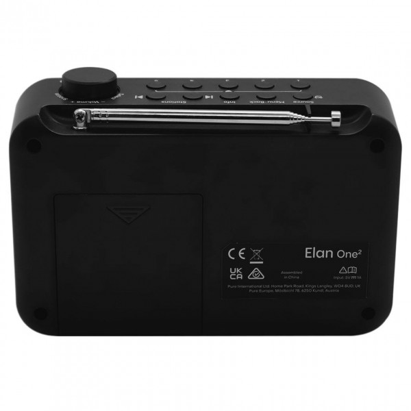 Pure Elan One2 Portable DAB+ Radio with Bluetooth, Charcoal - Back