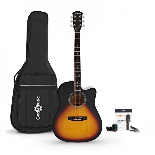 Dreadnought Cutaway Electro Acoustic Guitar & Accessory Pack by Gear4music, Sunburst