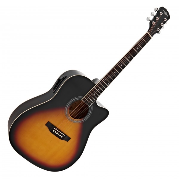 Dreadnought Cutaway Electro Acoustic Guitar Sunburst, 15W Acoustic Amp & Accessory Pack