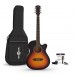 Single Cutaway Guitarra electroacústica y pack de accesorios de Gear4music, Sunburst