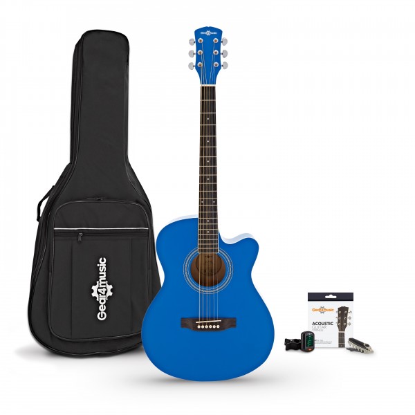 Single Cutaway Electro Acoustic Guitar & Accessory Pack by Gear4music, Blue