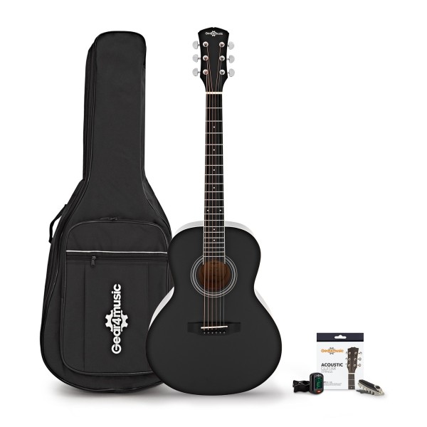 Single Cutaway Acoustic Guitar Pack by Gear4music, Black