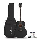 Parlour Electro Acoustic Guitar & Accessory Pack by Gear4music, Black