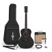 Parlour Left Handed Electro Acoustic Guitar Black, 15W Acoustic Amp & Accessory Pack