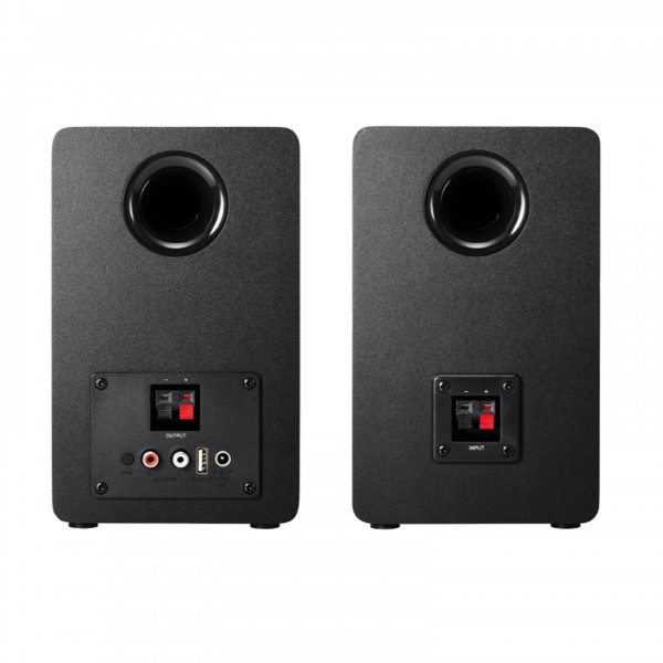 Audio Technica AT-SP3X Powered Bookshelf Speakers (Pair), Black Back View