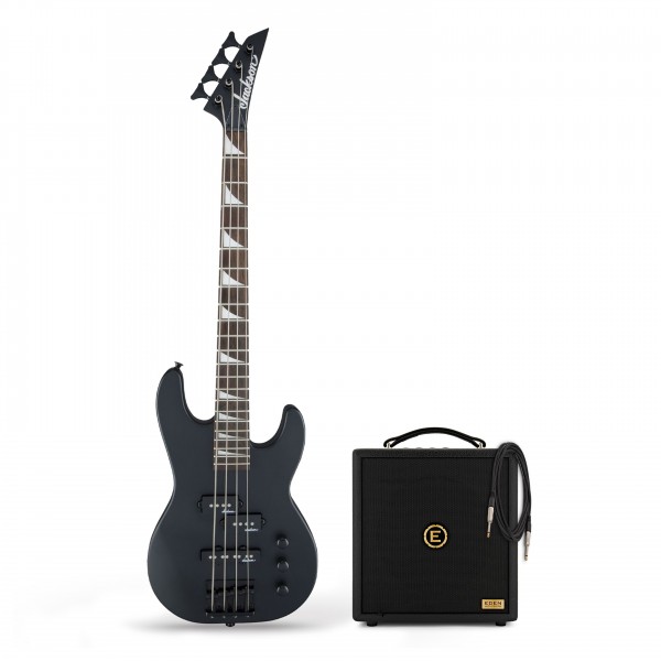 Jackson JS Series Concert Bass Minion JS1X, Satin Black & Eden Orbiter 8 Combo