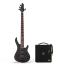 G4M 878 Bass Guitar, All Black & Eden Orbiter 8 Combo Amp