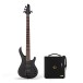G4M 878 Bass Guitar, All Black & Eden Orbiter 8 Combo Amp