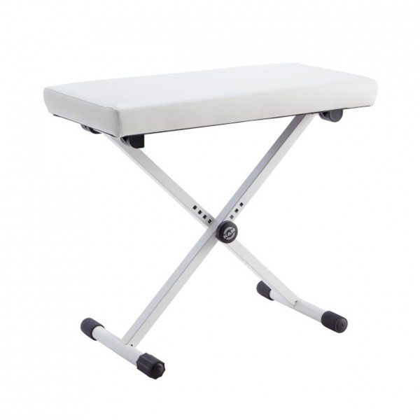 K&M 14077 Wide Keyboard Bench, Imitation Leather, White