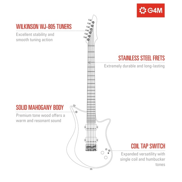 G4M 255 Deluxe Electric Guitar, Tiger Burst