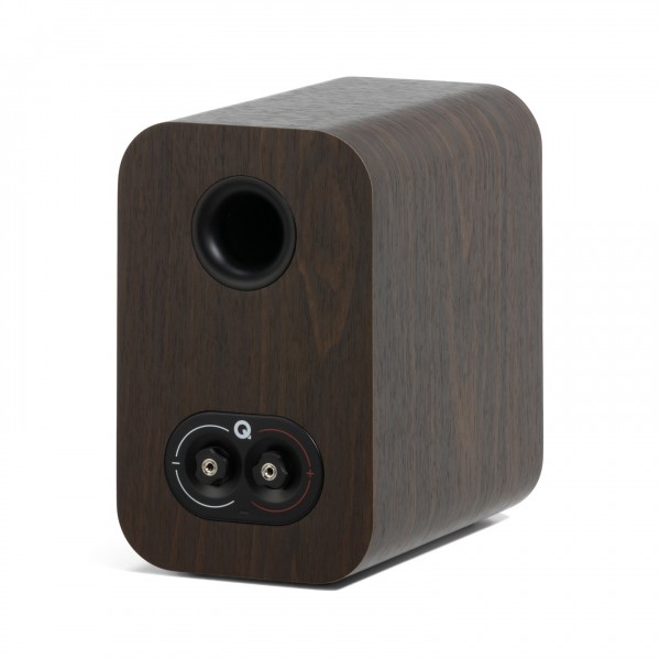 Q Acoustics 3010c Bookshelf Speaker, Walnut rear view angled