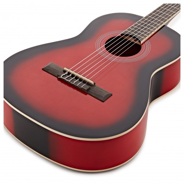 Deluxe 3/4 Classical Guitar, Trans Red Burst, by Gear4music