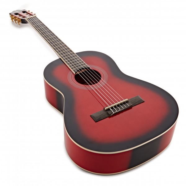 Deluxe 3/4 Classical Guitar, Trans Red Burst, by Gear4music