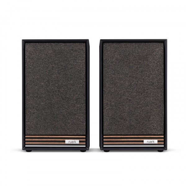 Ruark Sabre-R Bookshelf Speakers (Pair), Charcoal - Front view with grille