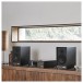 Ruark Sabre-R Bookshelf Speakers (Pair), Charcoal - Lifestyle image with R610 Music Console